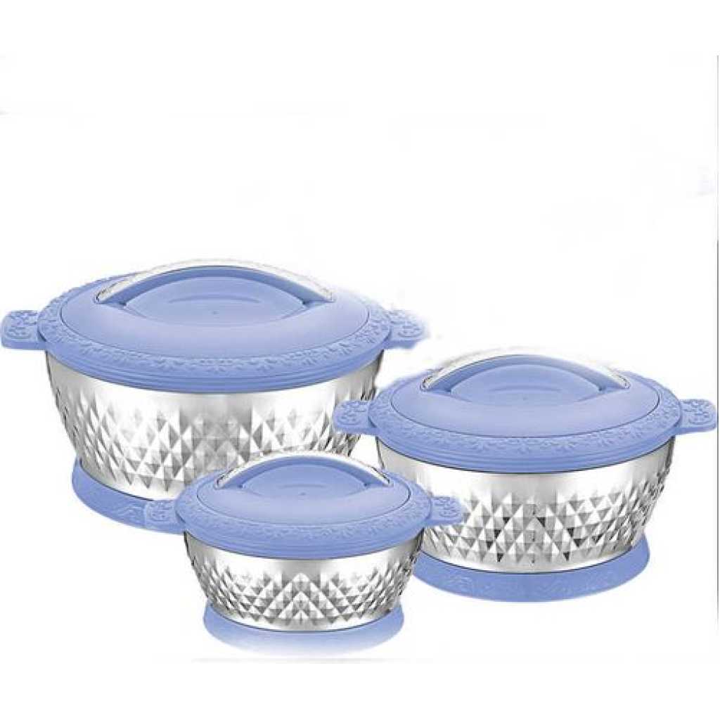 3 Pcs Insulated Hot Pot Dishes Food Warmer Casseroles -Multi-colour.