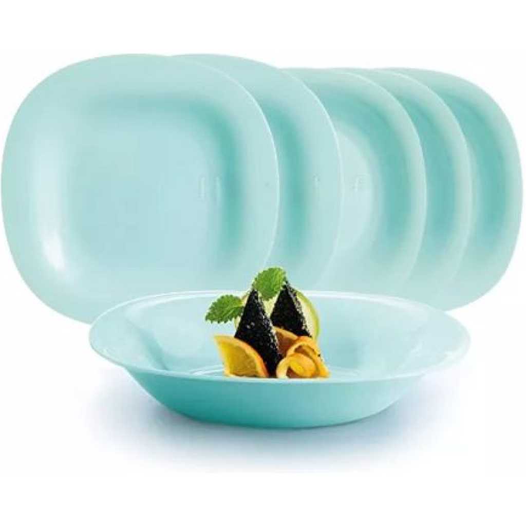 Luminarc 6 Pieces Of Luminarc Square Plain Bowl Soup Plates - Green