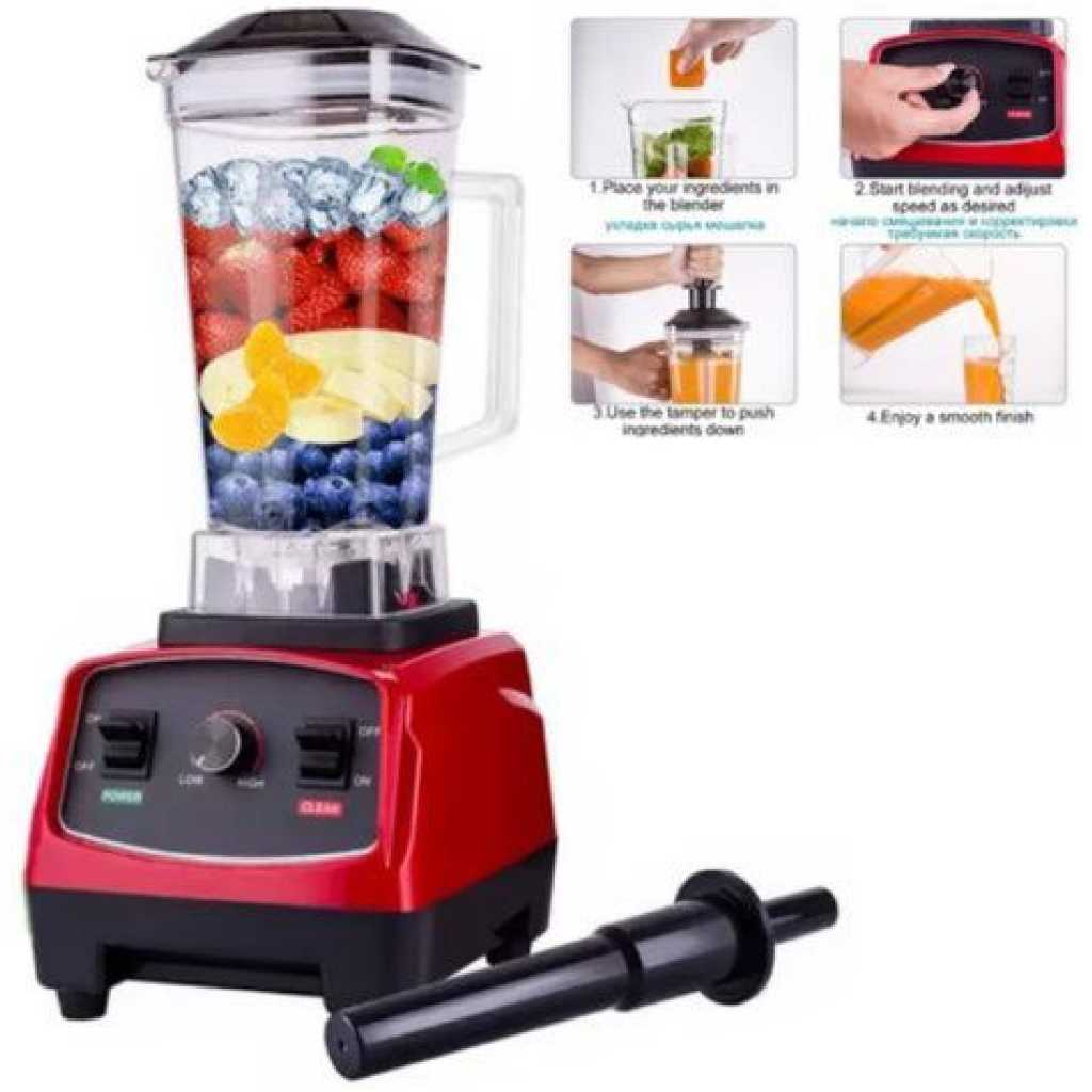 Commercial Blender, Heavy Duty Smoothies, Fruits & Ice Crusher - Red