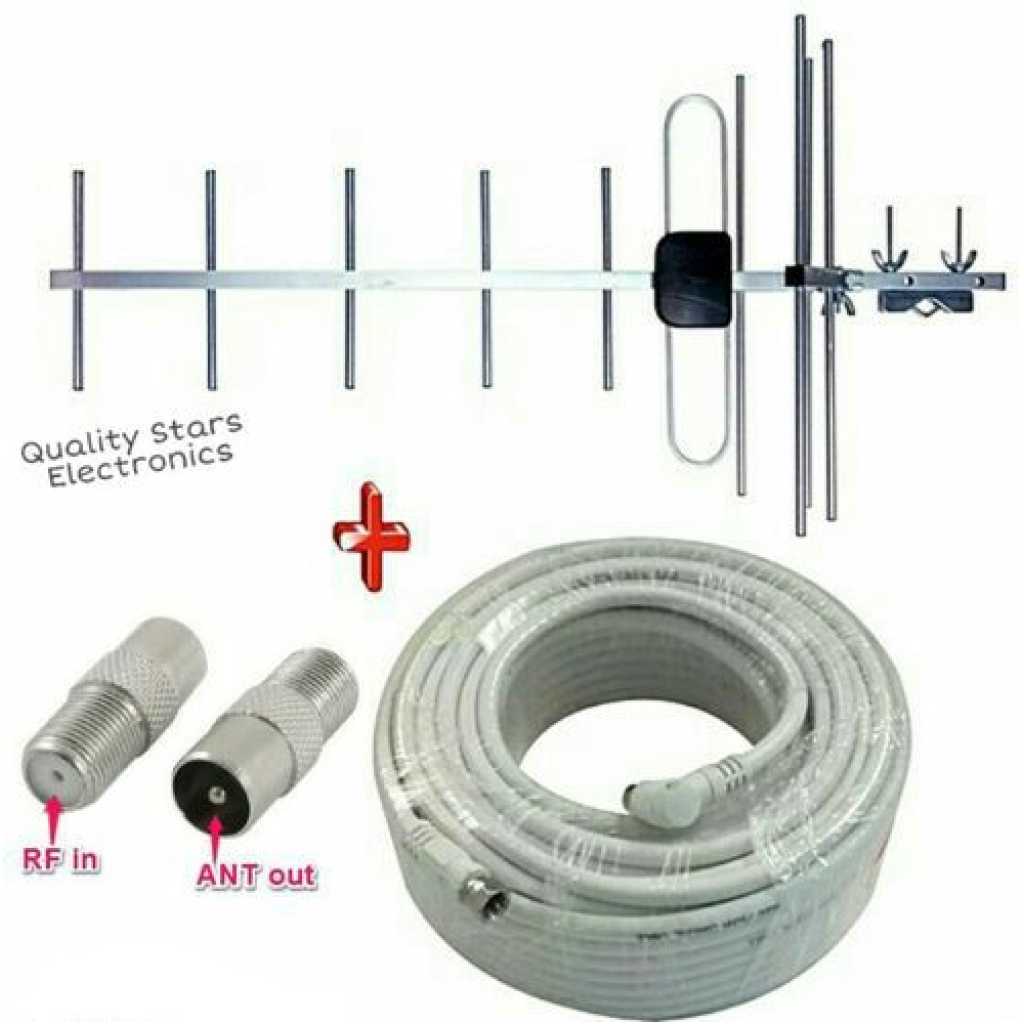 Startimes Star-aerial Digital Antenna + 10 Meter Cable + One RF Pin - Silver,White