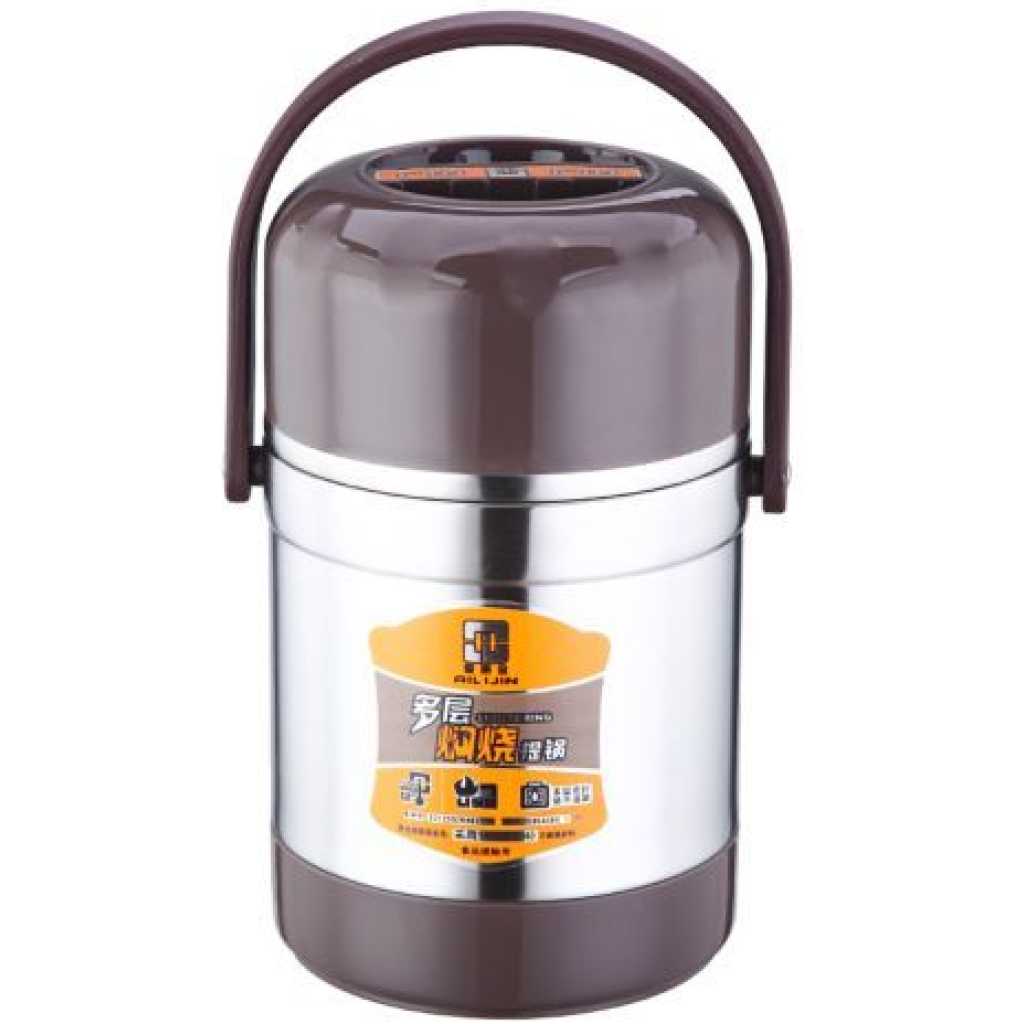 Steel Food Flask,Lunch Box 2 Litres - Silver