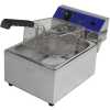8 Litres Commercial Single Tank Electric Oil Deep Fryer with Basket & Lid- Silver.