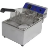 8 Litres Commercial Single Tank Electric Oil Deep Fryer with Basket & Lid- Silver.