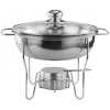 4L Stainless Steel Small Round Chafing Dish Food Warmer Hot Pot Outdoor Camping Alcohol Stove- Silver.