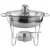 6L Stainless Steel Small Round Chafing Dish Food Warmer Hot Pot Outdoor Camping Alcohol Stove - Silver