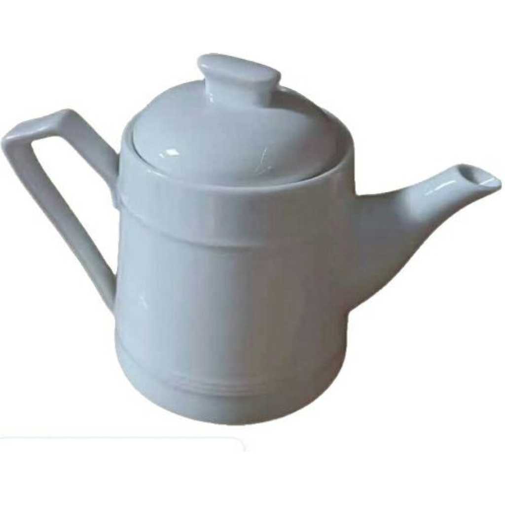 Round Ceramic Teapot, 26 Ounces - White