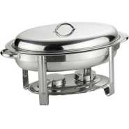 Oval Roll Top Chafing Dish Buffet Chafer Steam Food Warmer - Silver