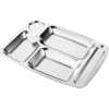 Stainless Steel Rectangle 5-In-1 Component Dinner Plate Tray For Lunch - Silver