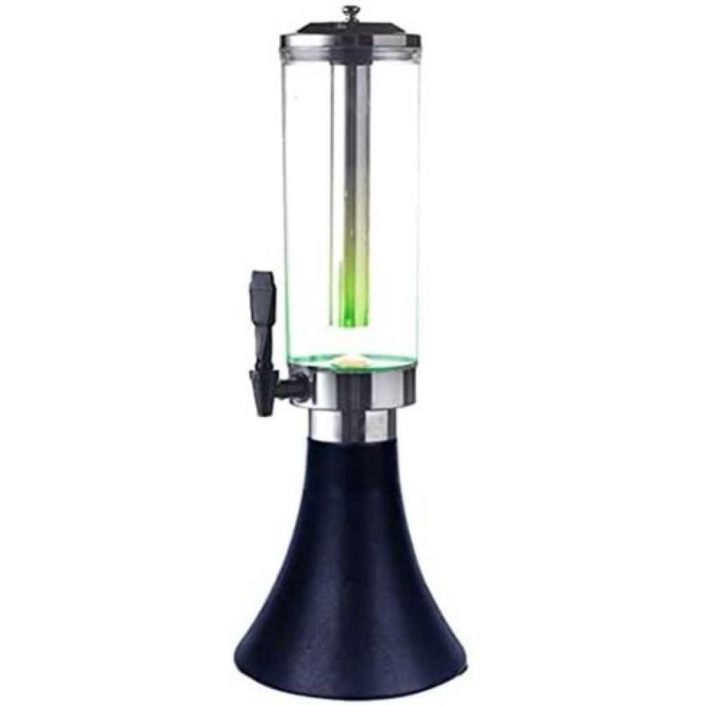 Beer Dispenser Beverage Tower 3L Drinking Water Column with Faucet Level Indicator Beverages Parties Restaurants Bars - Black