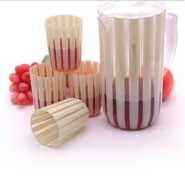 4 Piece Plastic Juice Tumbler Cups And 1Piece Jug Water Set - Cream