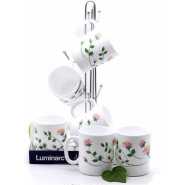 Luminarc 6 Pieces Of Luminarc Flowered Tea Coffee Mug Cups -White.
