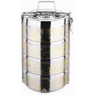 Stainless Steel Air Tight 4 Layers Food Container Carrier Lunch Box Tiffin - Silver