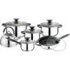 12 Pc Steel Pots Kettle Frying pan Saucepans Cookware - Silver, Black