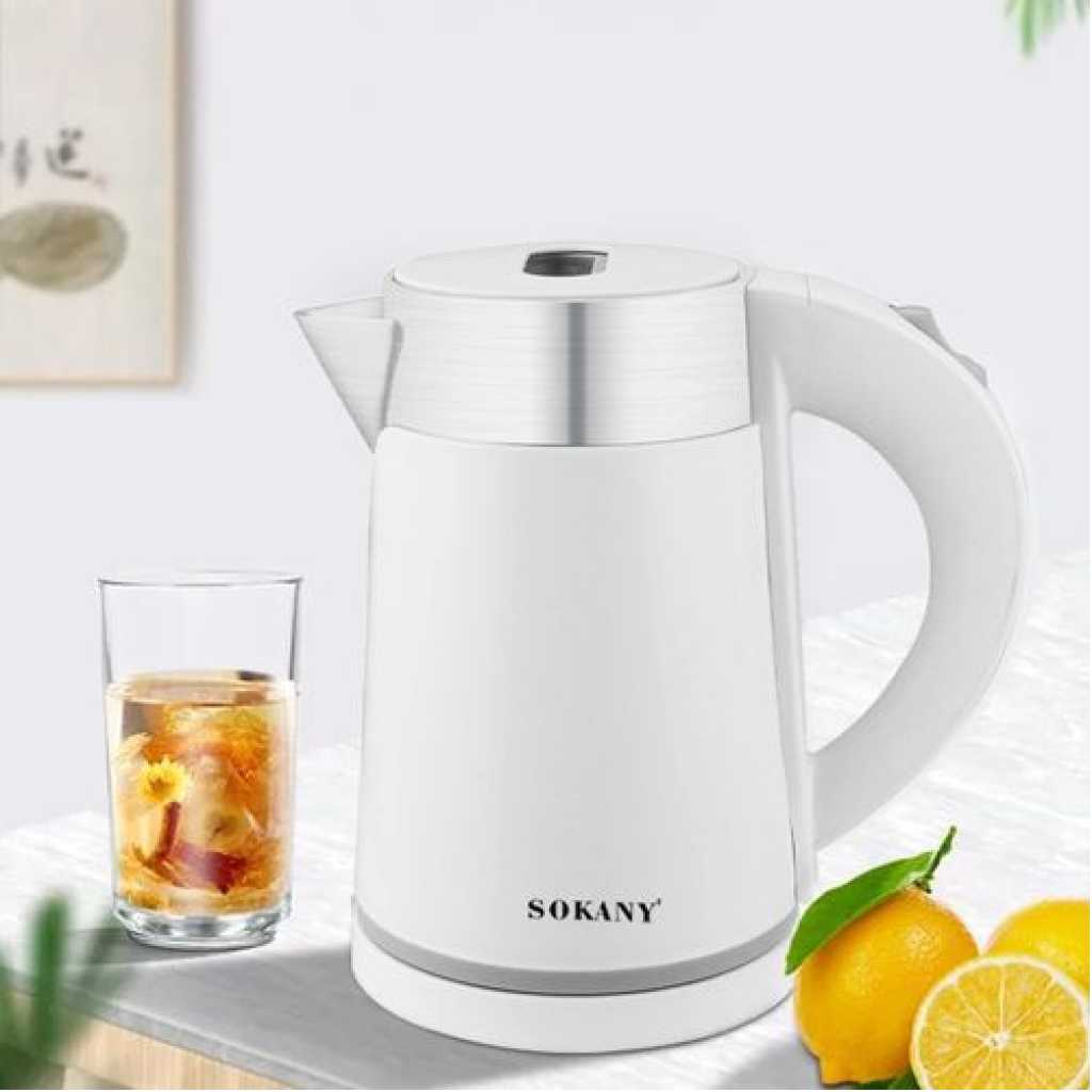 Sokany Electric Water Kettle 1L Fast Heating Stainless Steel Water Boiler - White