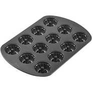 Non-Stick Mini Fluted Tube Pan, 12-Cavity, Steel Mini Cake Pan - Black