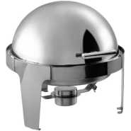 6.5L Stainless Steel Round Chafing Dish Roll Top Food Buffet Warmer - Silver