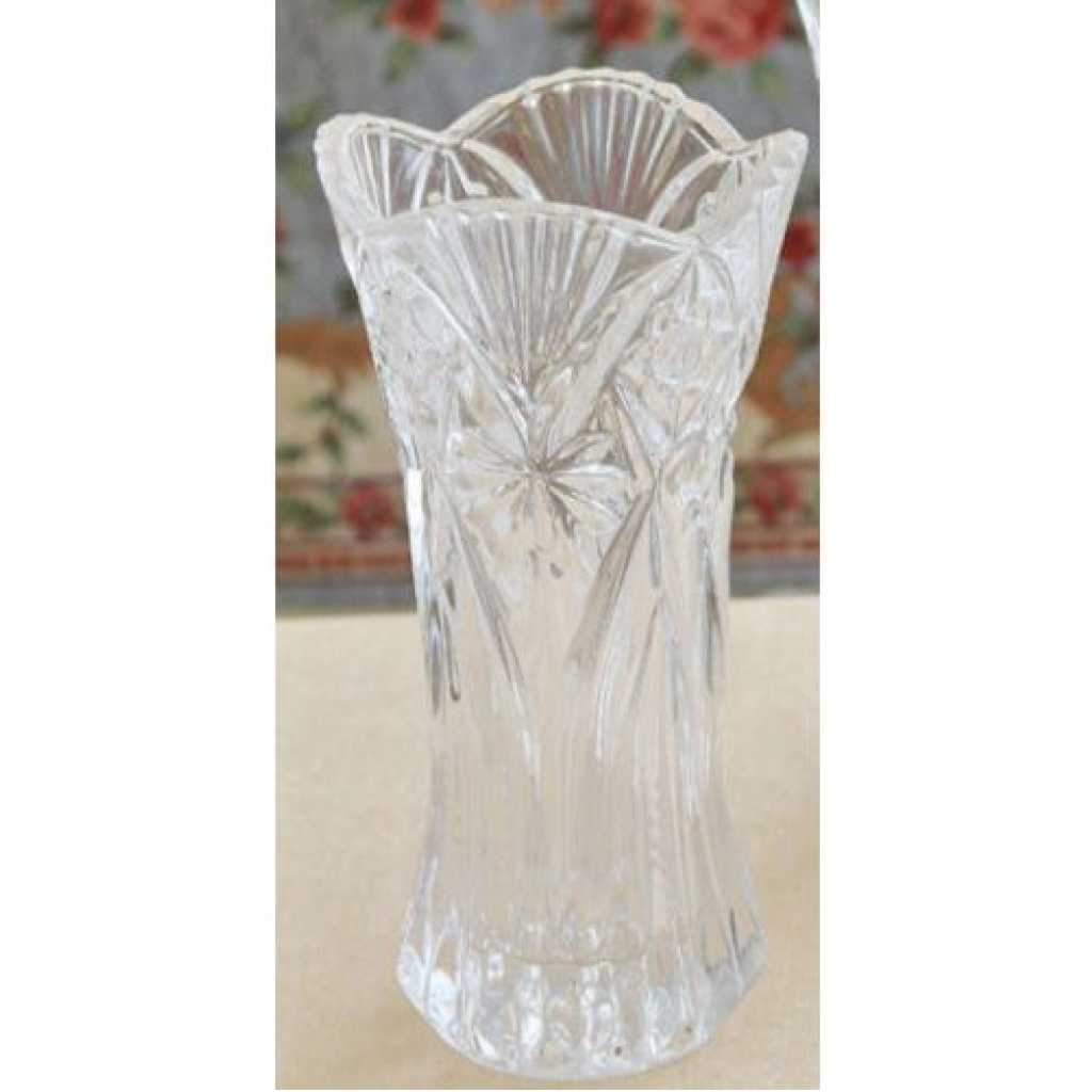 Dining Table Glitter Flower Vase For Home Decoration & Gifting - Clear