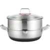 34Cm Non-stick Steamer induction Wok Cookware Saucepan Pot - Silver