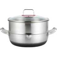 30Cm Non-stick Steamer induction Wok Cookware Saucepan Pot - Silver