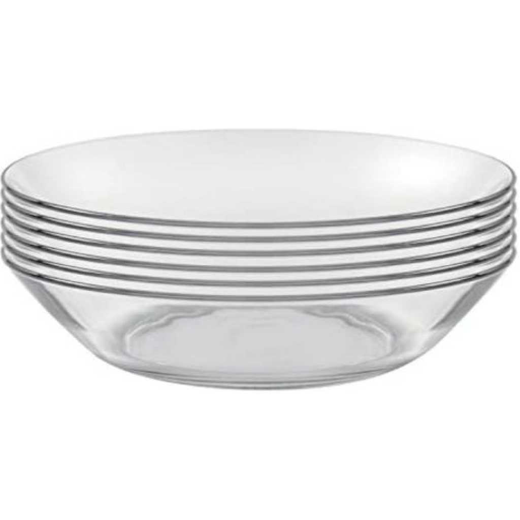 Clear Glass Round Calotte Soup Plates, 6PCS - Colorless