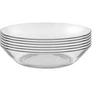 Clear Glass Round Calotte Soup Plates, 6PCS - Colorless