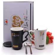 Breakfast Tea Cups Gift Set, 2pcs - White, Black