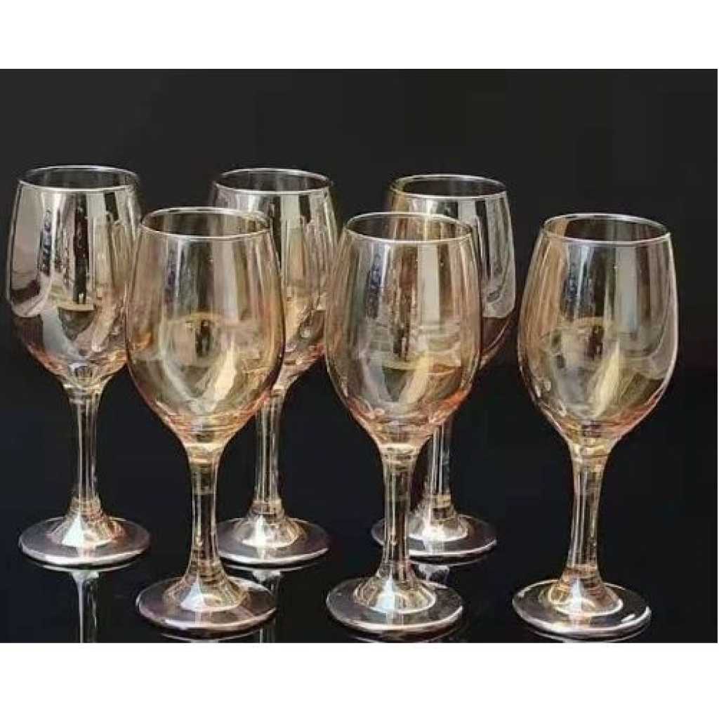 6 Pc Gold Lead-free Juice, Champagne Wine Glasses Decorative - Brown.