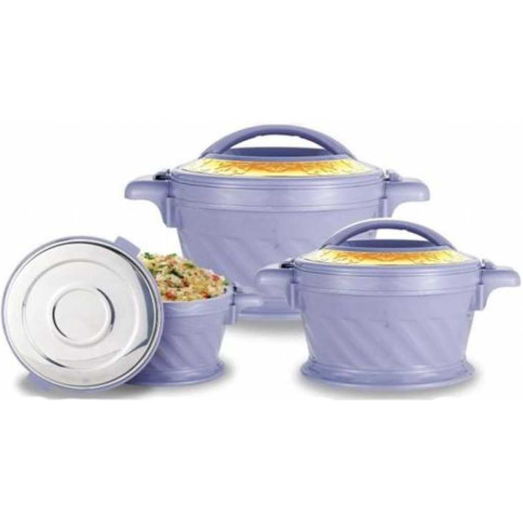 3Pc Set Food Warmer Thermal Insulation Hot Pot Casserole Lunch Boxes - Multicolors