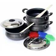 6 Pieces Of Non-stick Enamel Serving Saucepans Cookware Dishes - Black.