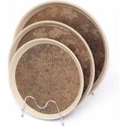 3 PCS Of Round Rubber Non-slip Serving Trays Platters- Multi-colours.