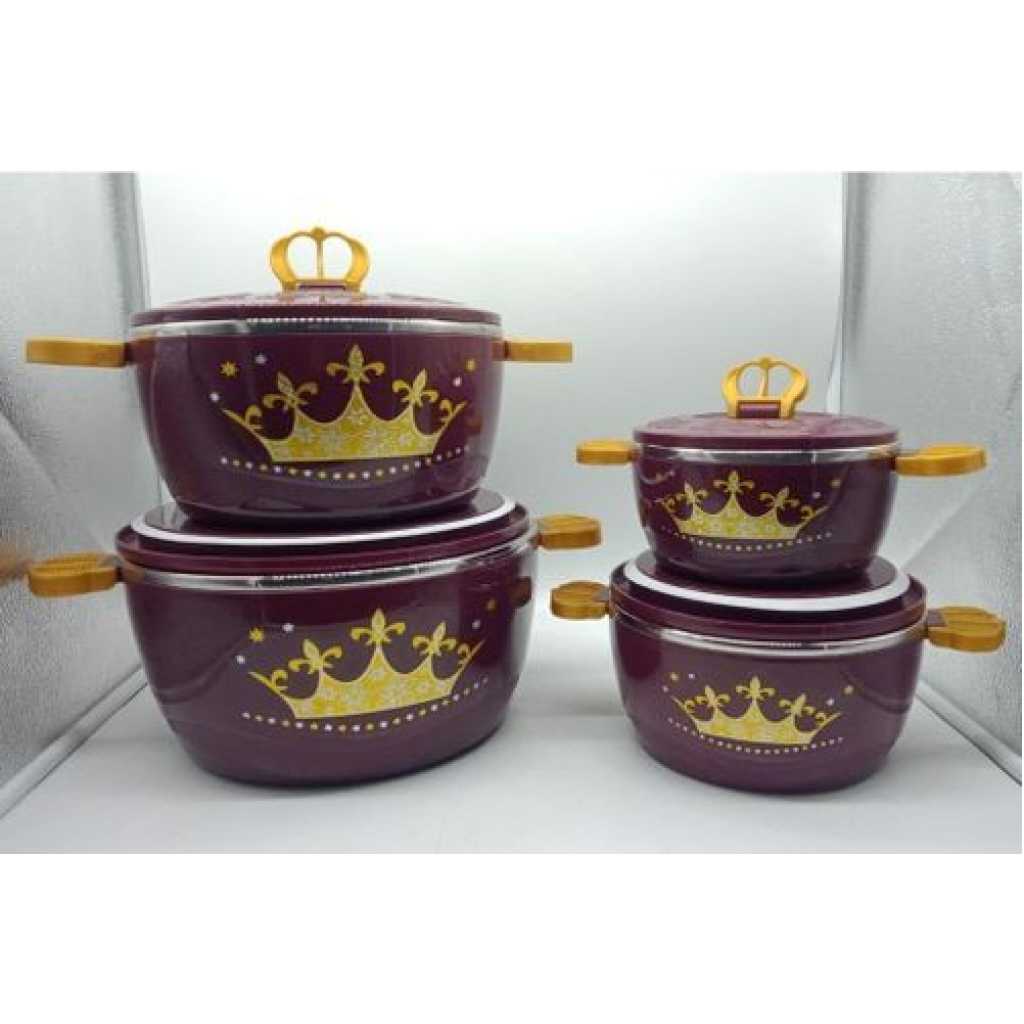 4 Pieces Crown Insulated Hot Pot Dishes- Multicolors
