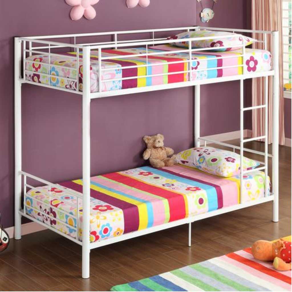 Modern Steel Metal Twin Over Twin Bunk Decker Bed - Multiple Finishes