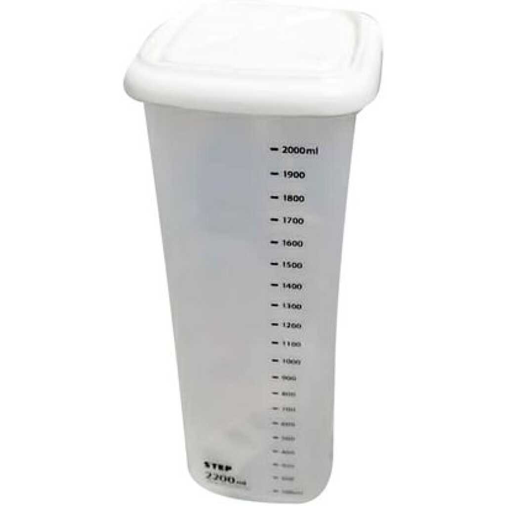 Storage Container, Cereal Food Box With Measurement Marks, 2L - White