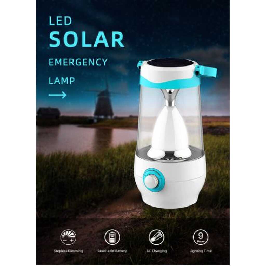 Led Emergency Rechargeable Solar Lamp Lantern, Blue