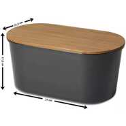 Bamboo Storage Bread Bin And Cutting Board Lid - Grey