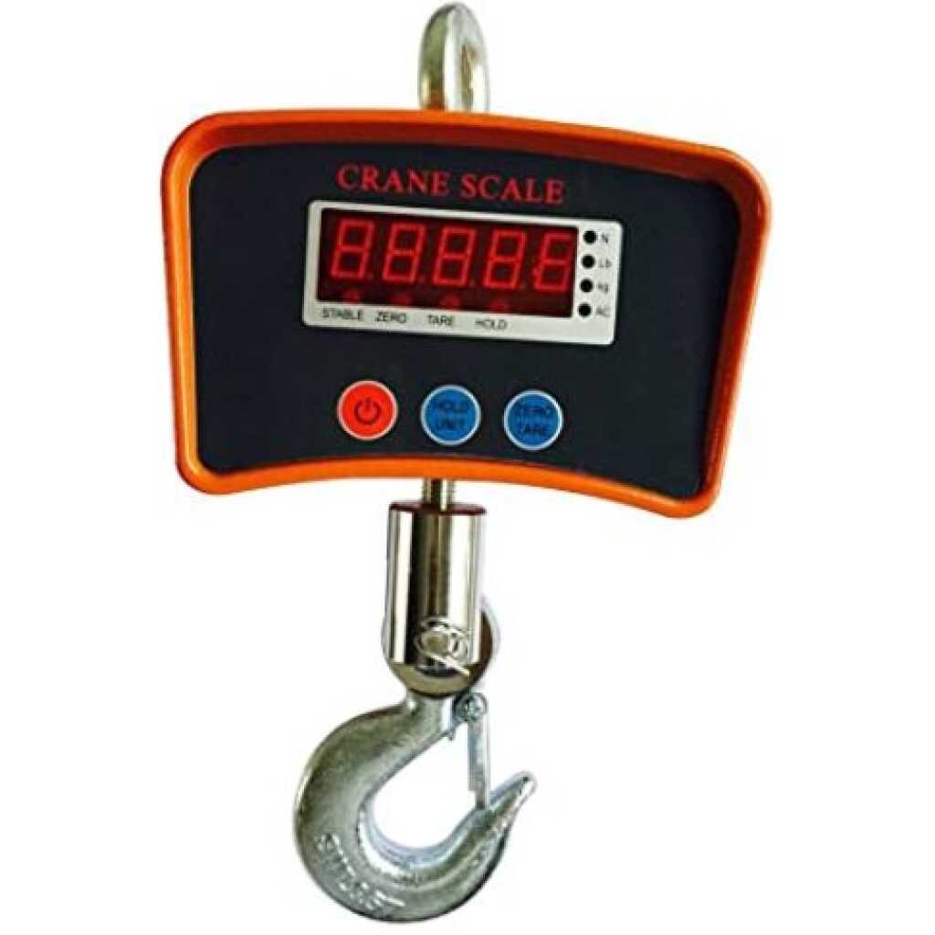 1 Tonne Rechargeable Hanging Crane Weighing Scale - Black