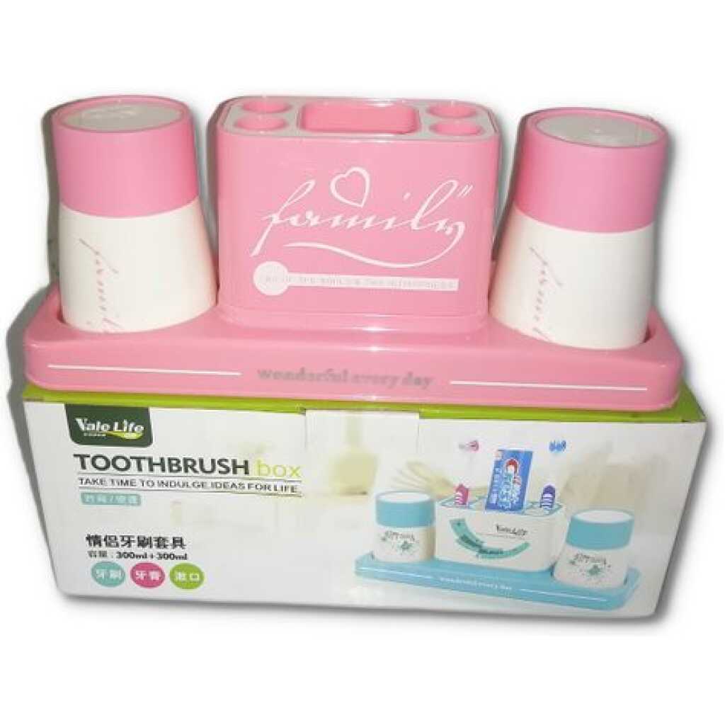 Multipurpose Toothbrush Holder Toothpaste Dispenser Stand, Pink