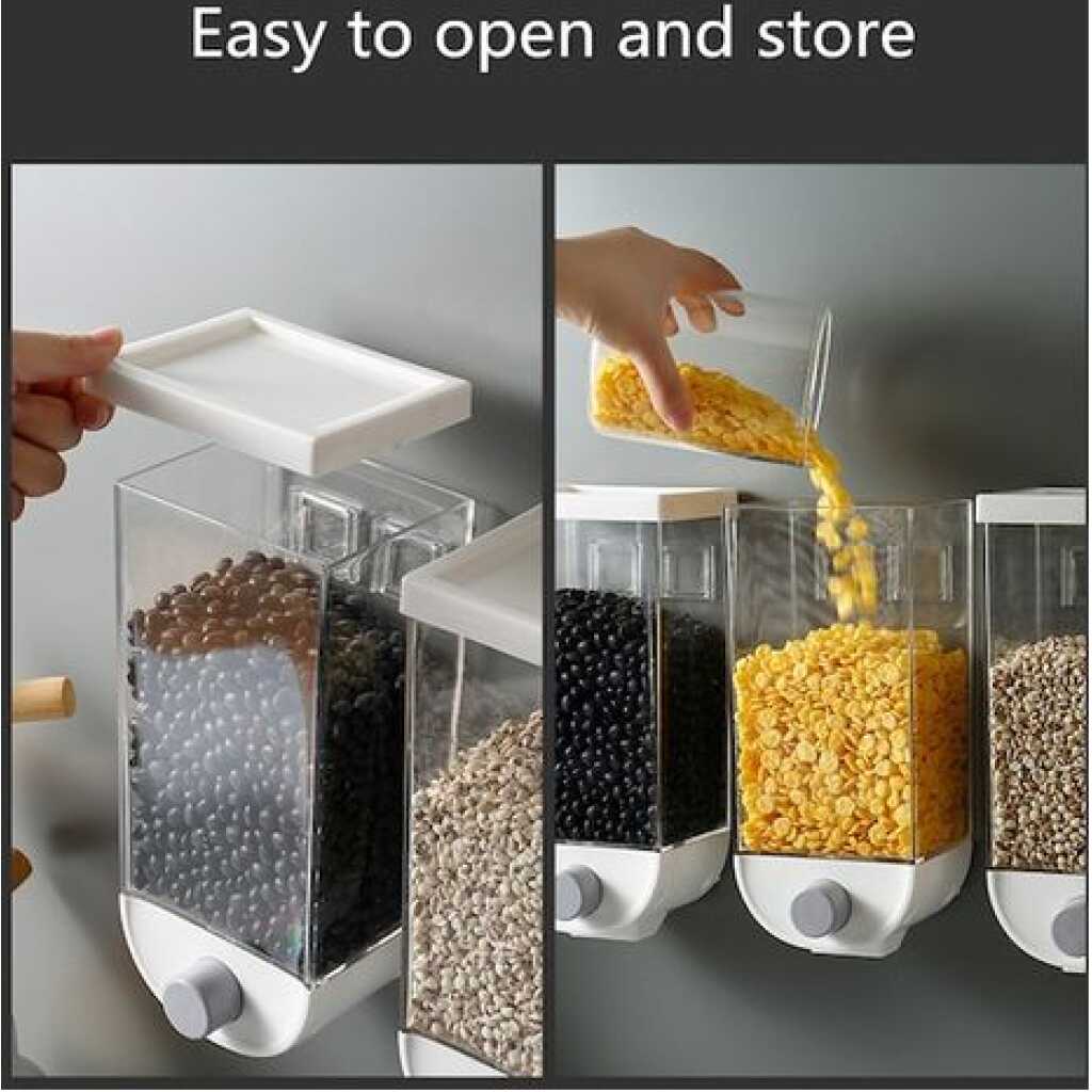 Wall-Mounted Cereal Dispenser, Food Storage Container Organizer Box