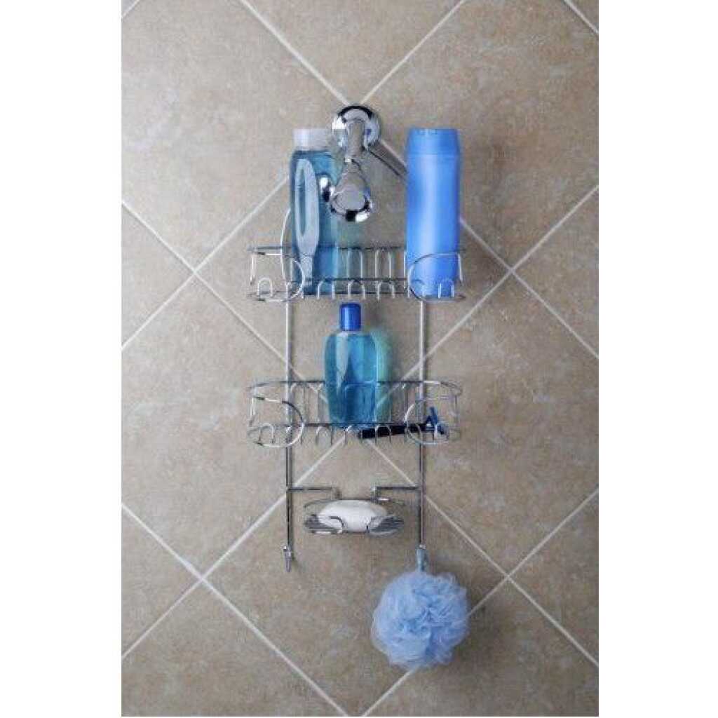 Bathroom Organizer Vertical Fit Shower Caddy Storage Rack - Silver