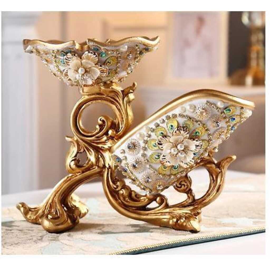 Wine Holder, Resin Peacock Feathers Tabletop Single Wine Accessory Bottle Holder, with Wine Glass Hanging Holes and Dried Fruit Tray, Used for Home Bar Decoration
