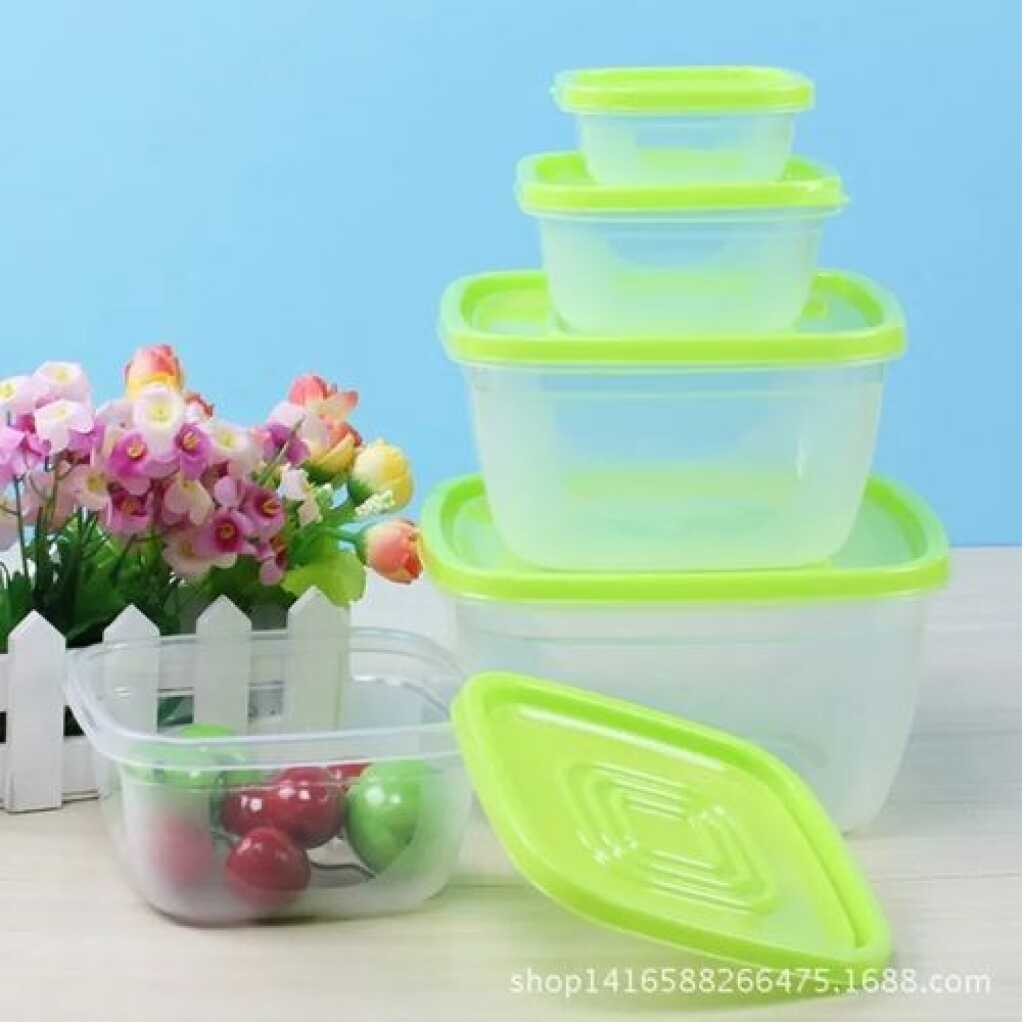 5 Pc Square Airtight Food Storage Containers Tins With Lids - Multi-Colours