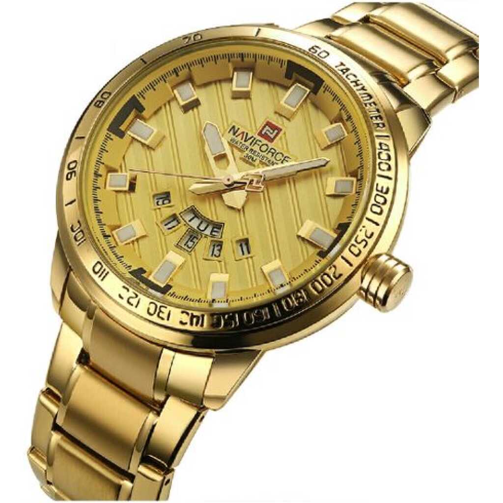 Naviforce Men's Stainless Steel Wrist Watch - Gold