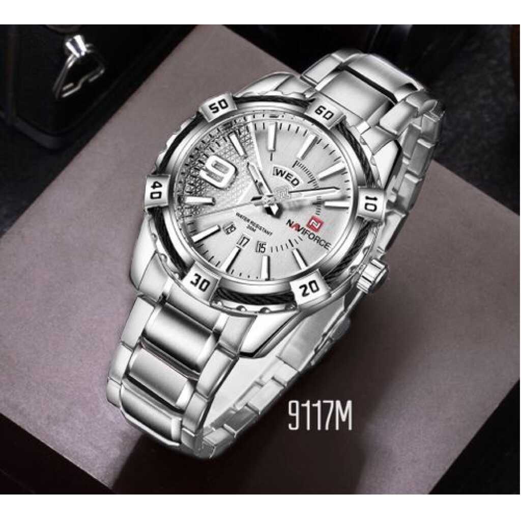 Naviforce New Luxury Brand Waterproof Professional Chain Designer Watch - Silver