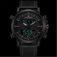 Naviforce Luxury Analog And Digital Waterproof Wrist Designer Watch - Black