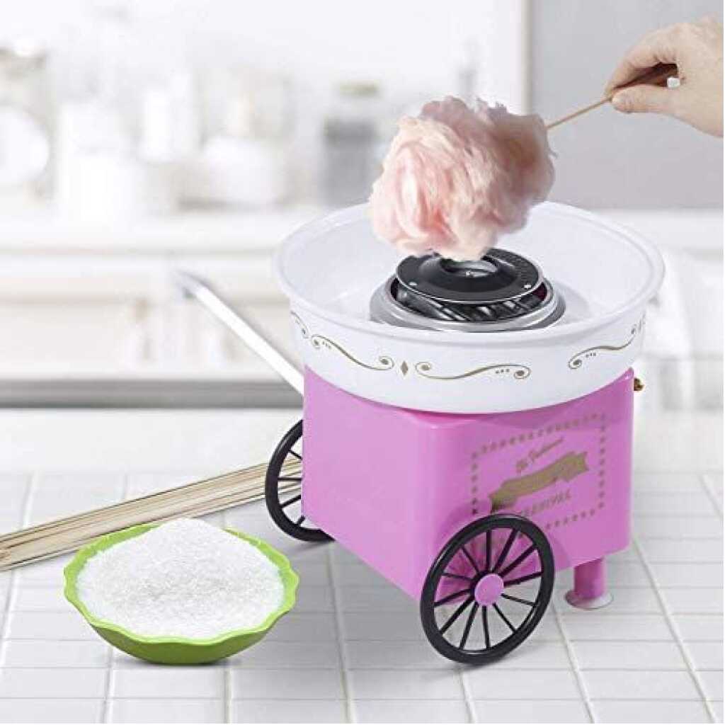 Mini Electric Floss Cotton Candy Maker Cart Sugar Yarn Machine- Multi-colour.