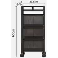 3 Tier Kitchen, Bedroom, Bathroom Storage Rack Basket Trolley Organizer-Black.