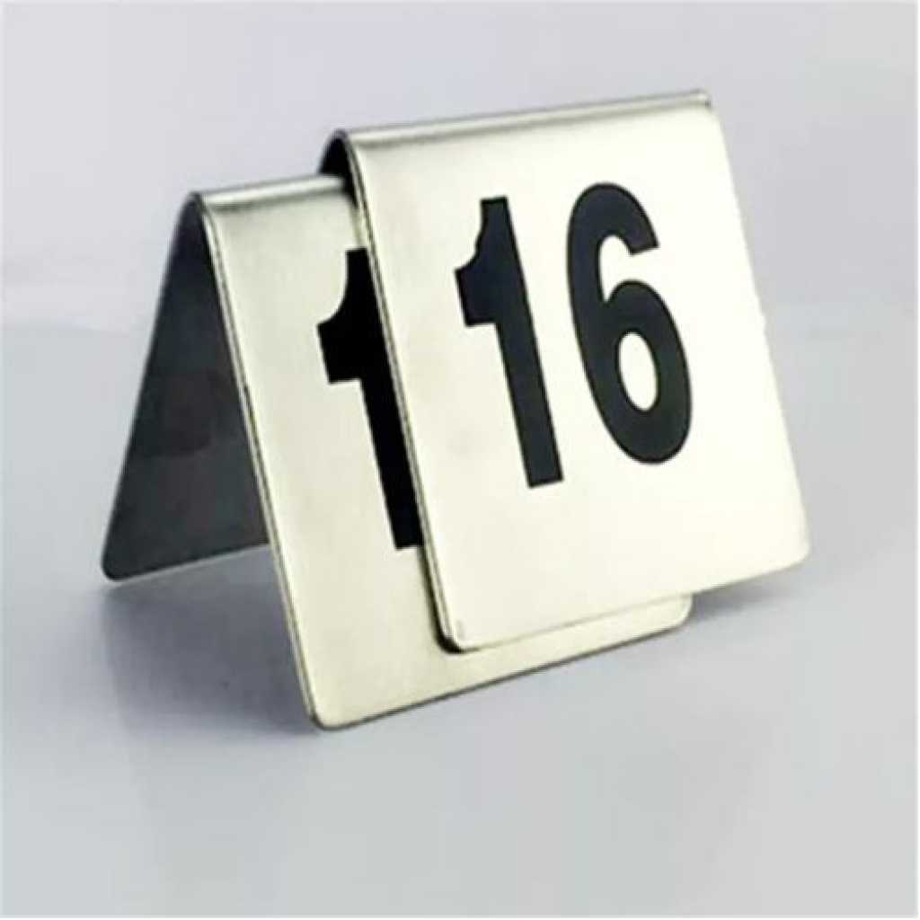 1-20 Stainless Steel Table Number Plate For Restaurant Hotel Bar-Silver