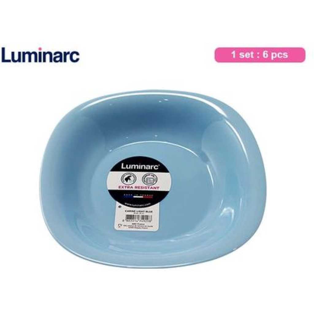 Luminarc 6 Pieces Of Luminarc Square Plain Bowl Soup Plates -Blue.