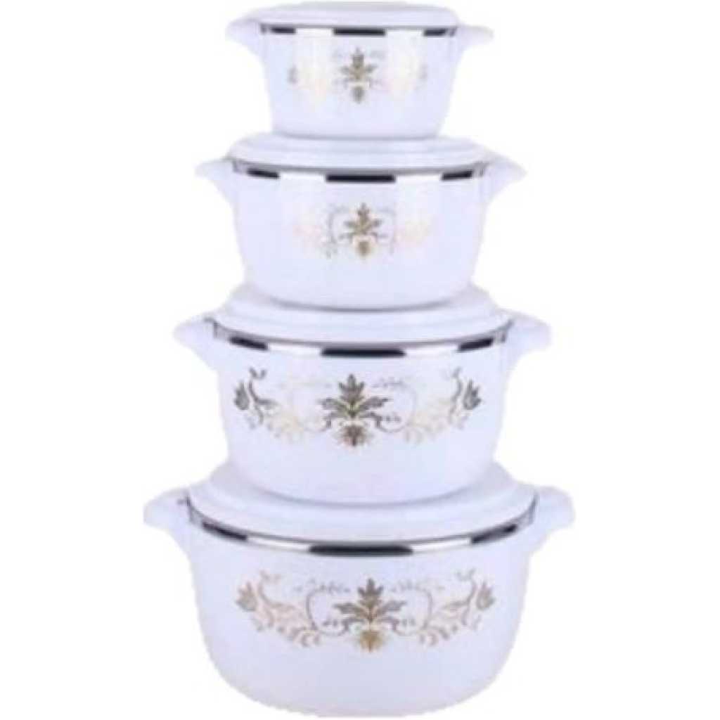 4 Pcs Flowered Insulated Hot Pot Dishes Food Warmer Casseroles -Multi-colour.