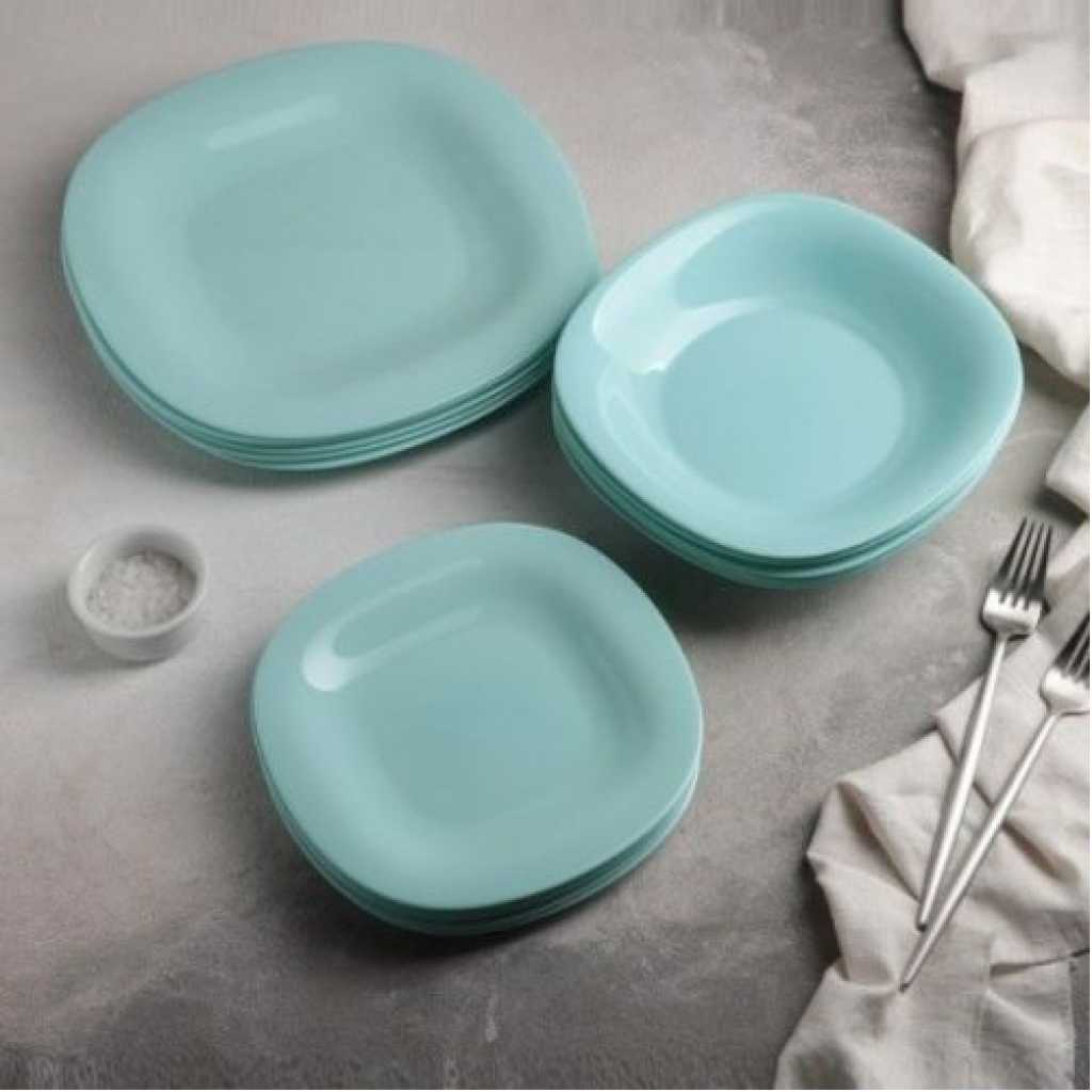 Luminarc 18 Piece Luminarc Plates, Side Plates And Bowls Dinner Set - Green